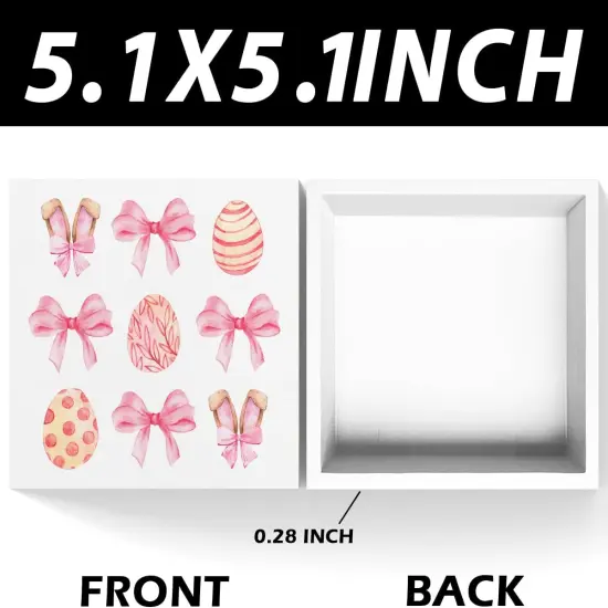 Pink Bunny Decor Easter Decorations Easter Decor Pink Bow Decor Home Farmhouse Office Bedroom Garden Decor Easter Eggs Hunt Wooden Box Block Plaque Wooden Box Sign for Desk Table Bookshelf Tabletop {2}