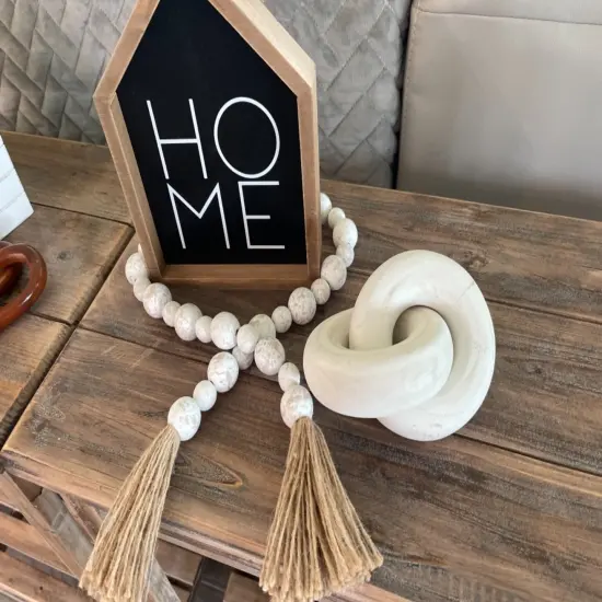 Coffee Table Decor Wood Knot Link Decoration Wooden Chain Link Knots for Book Shelf Living Room Decor White {3}