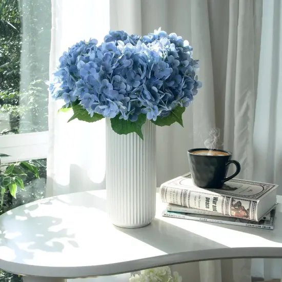 5PCS Hydrangea Artificial Flowers, Real Touch Latex Hydrangeas, Realistic Faux Floral D&eacute;cor for Home Office Wedding Bouquets Centerpieces Party(Blue) {1}