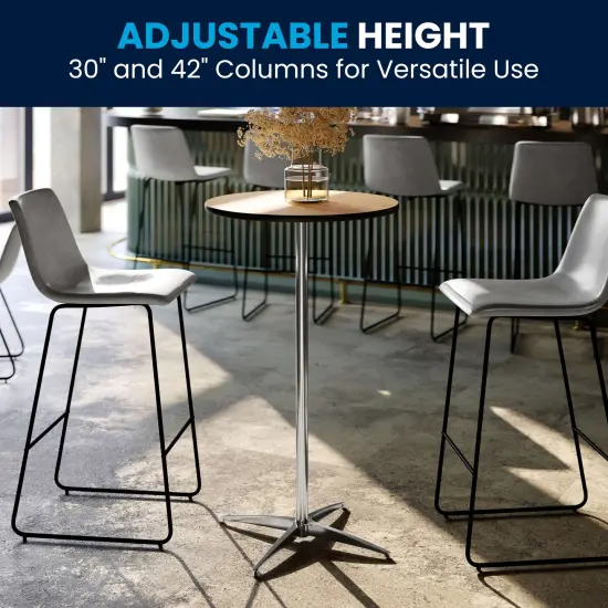 Emma and Oliver 24" Round Wood Cocktail Table with 30" and 42" Columns Natural {3}