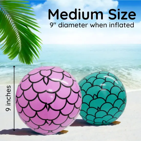 4E&rsquo;s Novelty 4 Pack Mermaid Beach Balls for Kids - Pool Float Toys & Mermaid Themed Birthday Party Decorations {3}