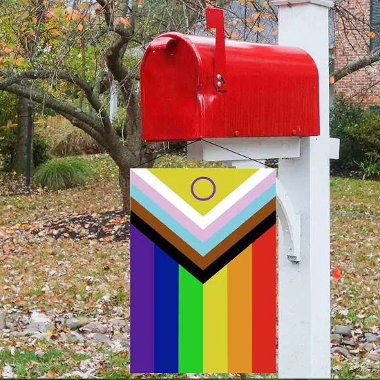 New Intersex Progress Pride Garden Flag 12x18 Double Sided- Mini Progressive Gay Pride Rainbow Yard Lawn Flag Outdoor Yard Decorative {5}