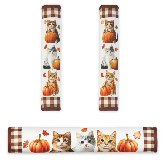 Collections Etc Harvest Cats 3-Piece Appliance Handle Cover Set {2}