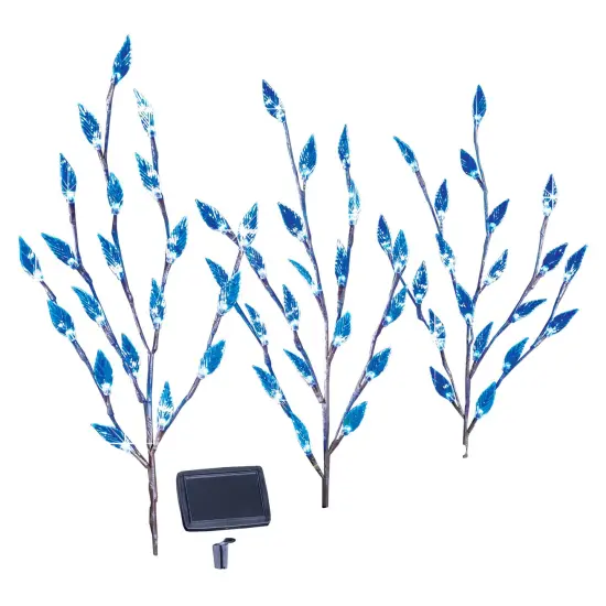 Collections Etc Bright Leaf Branch Solar Garden Lights with Adjustable Branches - Set of 3, Outdoor Decorative Accents {2}