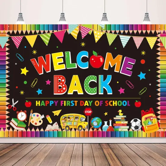 5X3Ft Welcome Back to School Banner Backdrop for Photography {1}