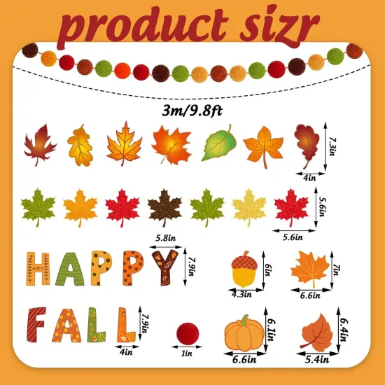 5Pcs Autumn Thanksgiving Garland Decorations Happy Fall Paper Banner {2}