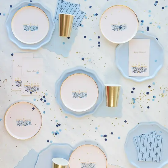 BONJOUR F&Ecirc;TE X ONE & ONLY PAPER HAPPY HANUKKAH MENORAH SMALL PLATES {4}