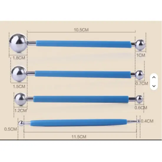 4-Pack Cake or Clay Sculpture Modeling Tools Double-Ended Metal Ball Stylus Dotting Set Stainless Steel for Sculpting Modeling {5}