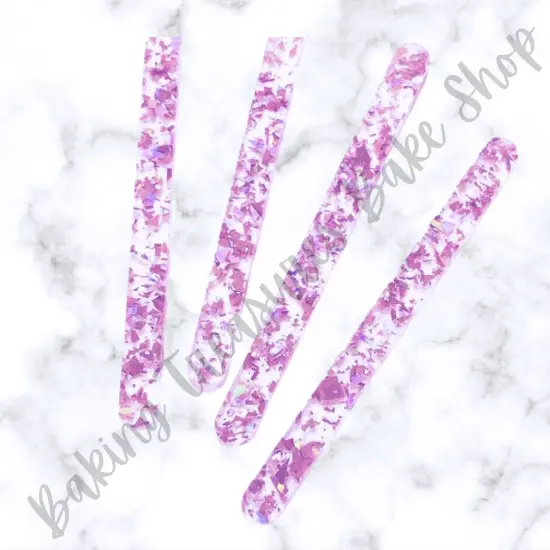 Flake Glitter Acrylic Popsicle Sticks- Lavender {1}