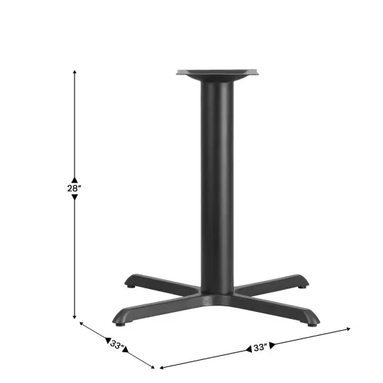 Emma and Oliver 33'' x 33'' Restaurant Table X-Base with 4'' Dia. Table Height Column Black {2}