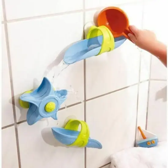 HABA STEM Bath Toys for Kids Ages 3-6 with Suction Cup Tracks, Paddle Wheel, Ladle & Ball, Water Toys Play Set to Inspire Creativity & Problem-Solving Multicolor {3}
