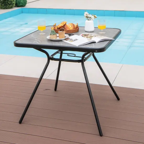 Costway Outdoor Dining Table 32'' x 32'' Patio Bistro Table with Umbrella Hole for 4 Persons {5}