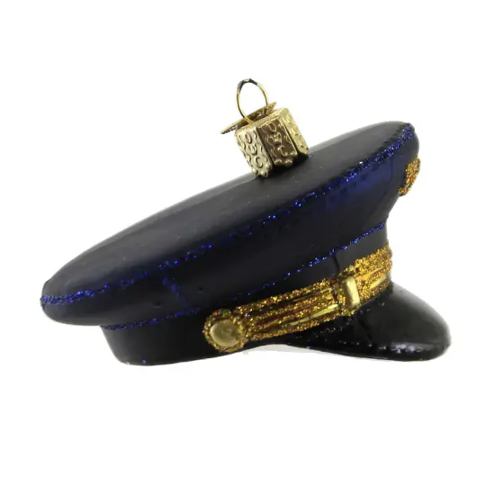 Old World Christmas 2.75 In Pilot's Cap Christmas Tree Ornament , Friendly Skies Professional Blue {2}
