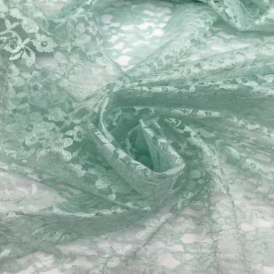 1 Yard Mint Rachelle Lace Fabric Sheer Floral Mesh for Dresses, Crafts & Decor 58&Prime;-60&Prime; Wide {2}