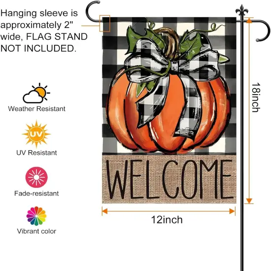 Welcome Fall Garden Yard Flag 12x18 Inch(Multi) {3}