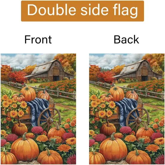 Fall Farmhouse Pumpkin Garden Flag(Multicolor) {5}