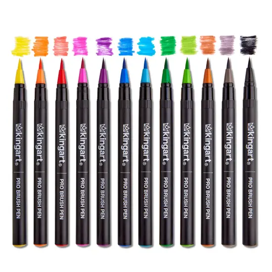 KINGART&reg; PRO Watercolor Brush Pens 12 Colors {2}
