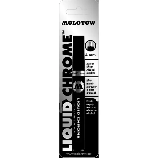 Molotow ONE4ALL Acrylic Paint Pump Marker, 4mm, Liquid Chrome, Blister Carded, 1 Each {1}