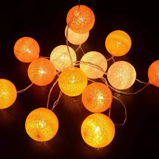 3M/10Ft 30 Yellow Orange White Ball LED Battery String Fairy Light {2}