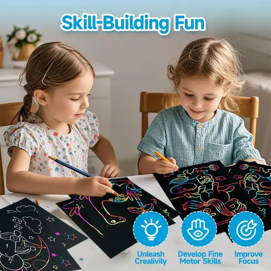 Sets 64 Pcs 8 Pens 2 - LittleTakes 8 Pack Rainbow Scratch Paper Art Crafts {6}