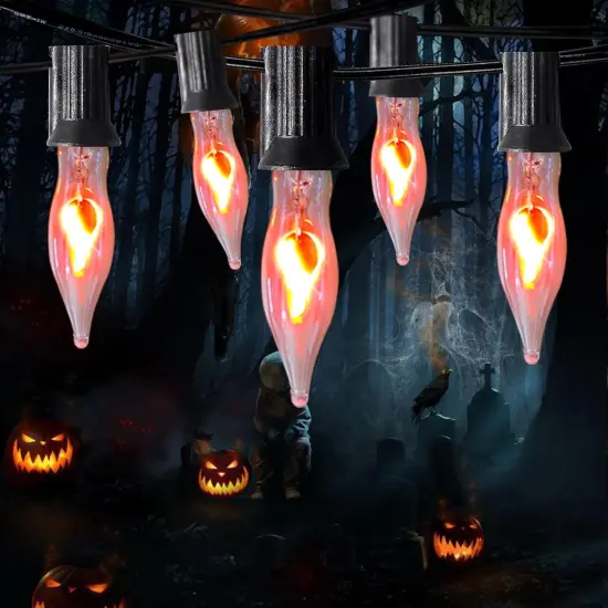 10FT - 10 Vintage Halloween Flickering Flame Lights {4}