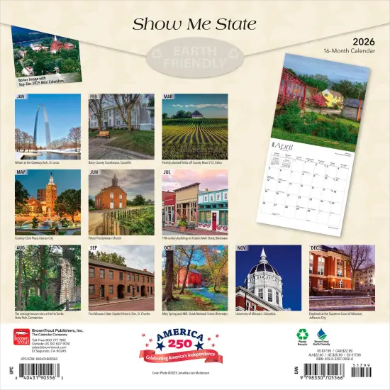 Show Me State | Missouri Places | 2026 12 x 24 Inch (Hanging) Monthly Square Wall Calendar | Plastic-Free {2}