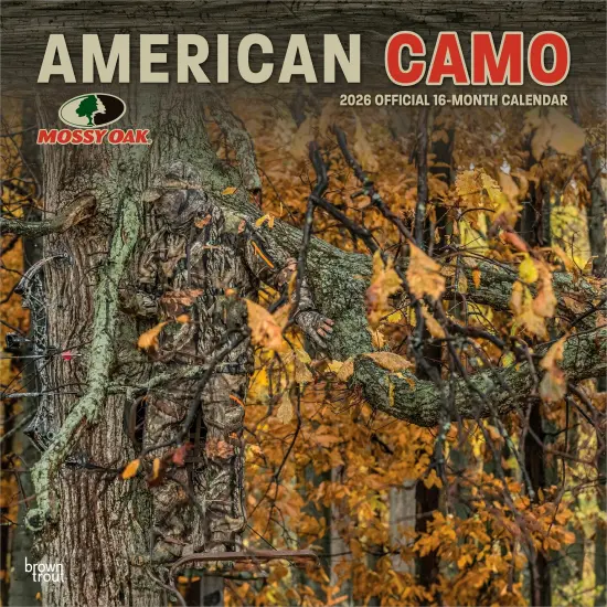 Mossy Oak American Camo OFFICIAL | 2026 12 x 24 Inch (Hanging) Monthly Square Wall Calendar | Plastic-Free {1}