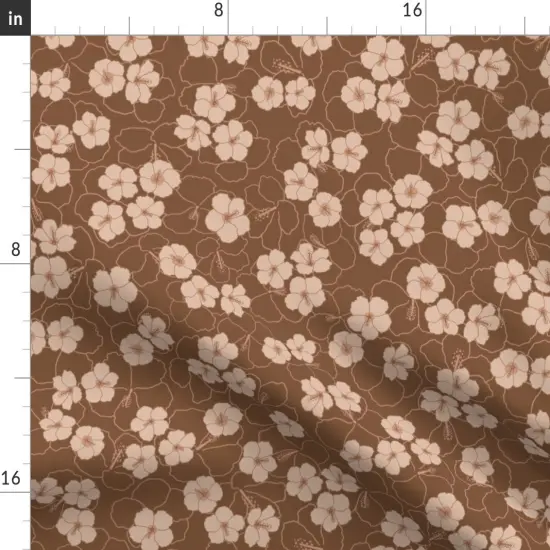Various Fabrics by the Yard or Fat Quarter Tropical Floral Hawaii Hibiscus Brown Pink Beach Outline Vacation Luau Coastal Hawaiian Botanical Surf Custom Printed Fabric by Spoonflower {2}