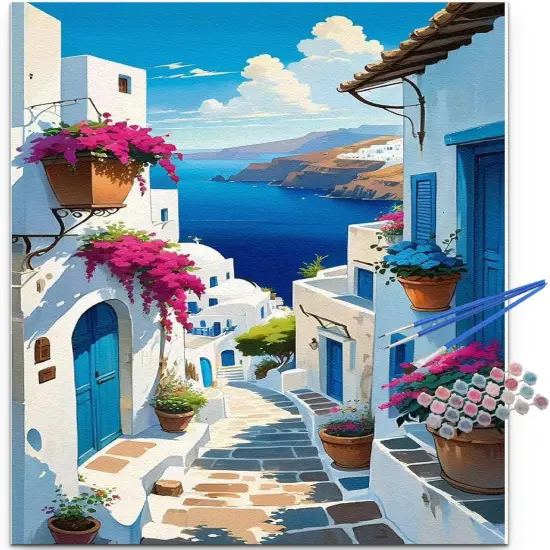 Sunset Santorini Paint by Numbers Kit for Adults (16x20 inch) {1}