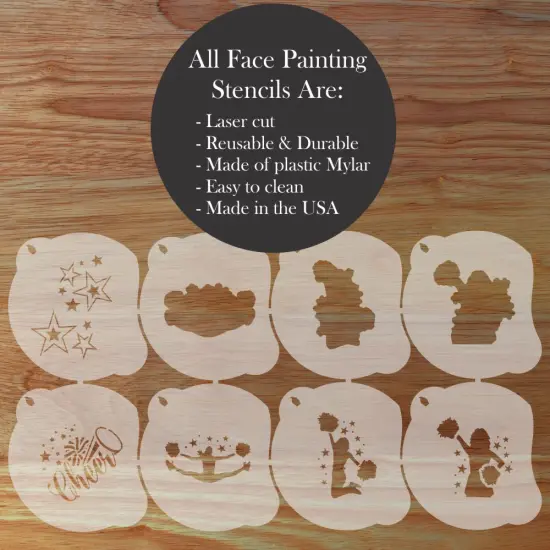 Cheerleading Face Painting Stencil Set | Perfect for Face Painting, Temporary Tattoos, Birthday Party | Designer Stencils | {2}