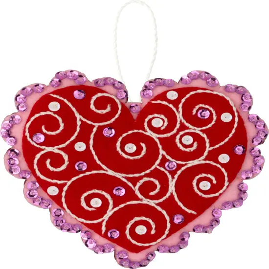 Bucilla Felt Ornaments Applique Kit Set Of 4-Heartfelt Treasures {5}