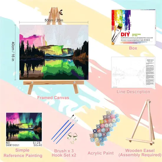 Aurora Paint by Numbers for Adults with Framed,(16x20inch) {2}