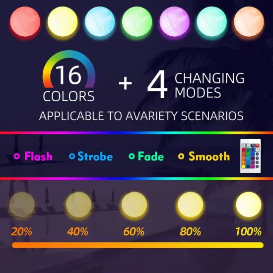 4 Packs Led Beach Ball Toy with 16 Colors Lights and 4 Light Modes - Pool Toys {2}