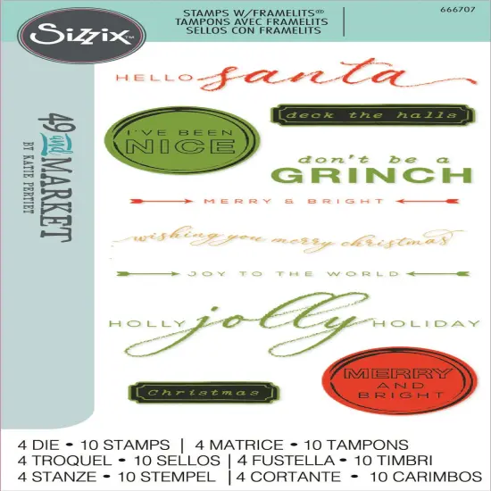Sizzix Clear Stamps With Framelits Die By 49 And Market-Jolly Sentiments {1}