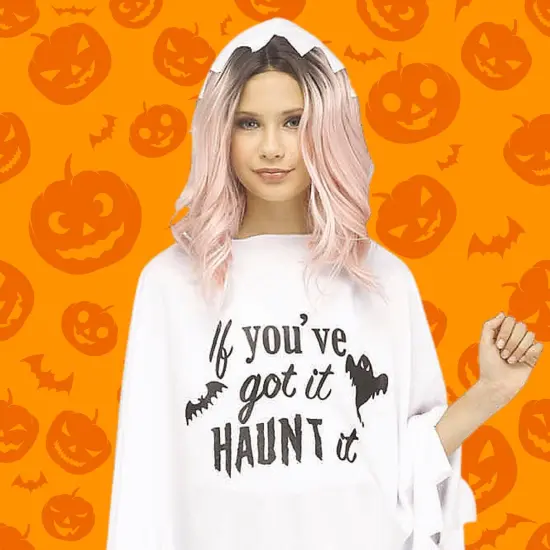 Kids Black and White Ghost Poncho Costume with Hood Fits {5}