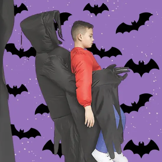 Kids Inflatable Piggyback Ghost Costume with Fan {4}