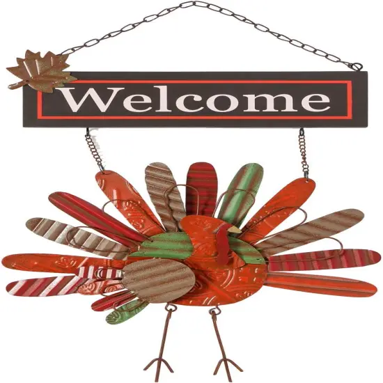 Vintage Metal Thanksgiving Turkey Wall Hanging Decoration {1}