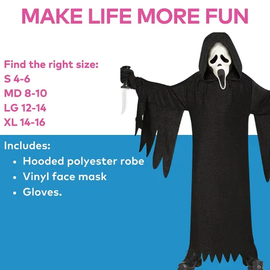 Ghost Face 25th Anniversary Child Costume with Robe Mask Gloves {5}