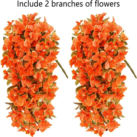 2 Pcs Artificial Fall Orange Bougainvillea Flowers {4}