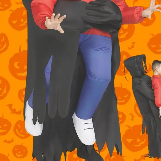 Kids Inflatable Piggyback Ghost Costume with Fan {5}