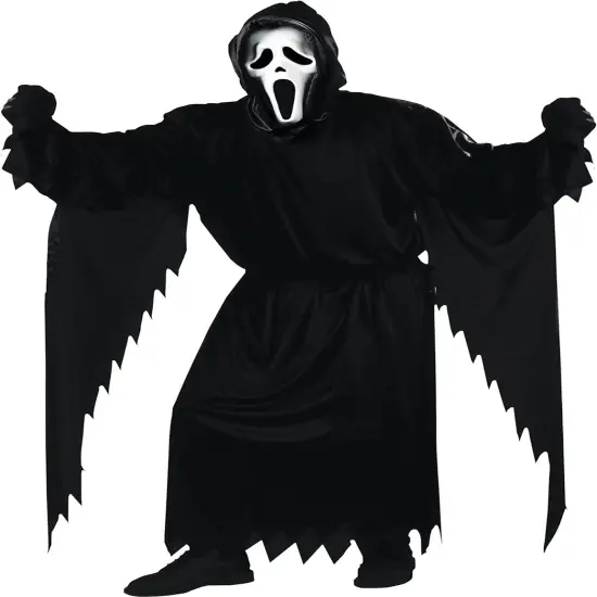 Adult Scream Halloween Fancy Dress Horror Movie Black Costume & Mask Standard Size {1}