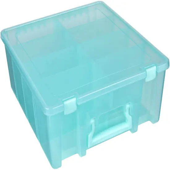 ArtBin Super Satchel Double Deep Box W/Dividers-15.25"X14"X6.25" Aqua Mist {4}