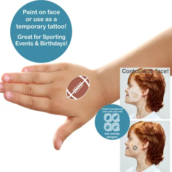 Football Face Painting Stencil Set | Perfect for Face Painting, Temporary Tattoos, Birthday Party | Designer Stencils | {3}