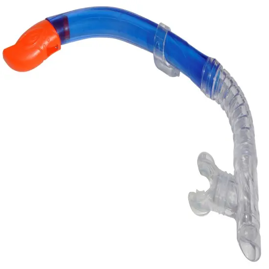 Swimline Dry Top Silicone Snorkel with Purge Valve &ndash; 17" - Blue & Orange {4}