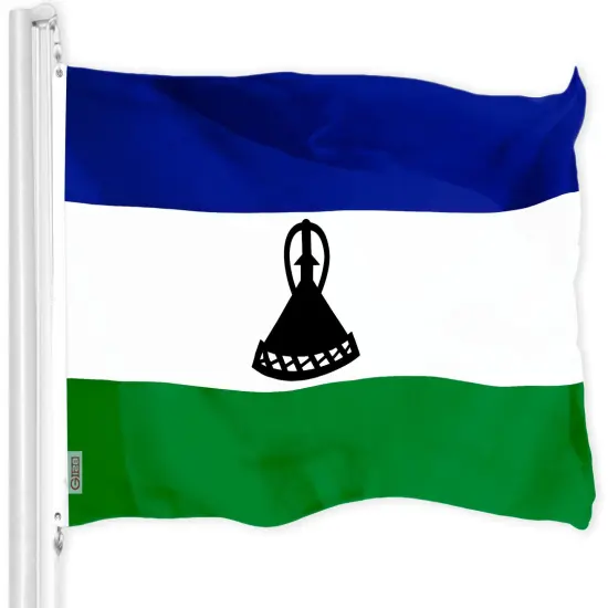G128 Combo Pack: American USA Flag 3x5 Ft & Lesotho Basotho Flag 3x5 Ft | Both LiteWeave Pro Series Printed 150D Polyester, Brass Grommets {2}