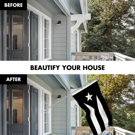 G128 Combo Pack: 6 Ft Tangle Free Aluminum Spinning Flagpole (Silver) & Puerto Rico Black and White Puerto Rican PR Flag| 3x5 Ft | LiteWeave Pro Series Printed 150D Polyester | Pole with Flag Included {3}