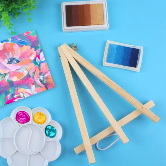 6PCS Wood Easels, 9 Inches Tabletop Easels, Tripod, Painting Party Easel, Kids Student Tabletop Easels for Painting, Art Craft Painting Easel Stand for Artist Adults Students {2}