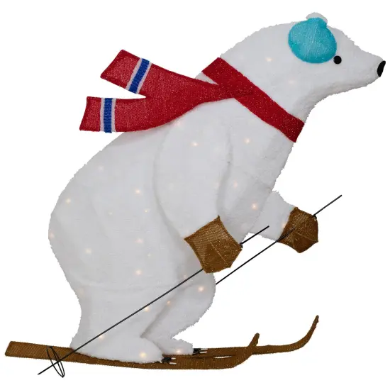 Northlight Lighted Skiing Polar Bear Outdoor Christmas Decoration - 40" - Warm White LED {3}