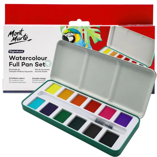 Watercolor Set Full Pan Signature 13pc in Tin, Vibrant, Multi-Color with Translucent Finish, Portable Watercolor Set {1}