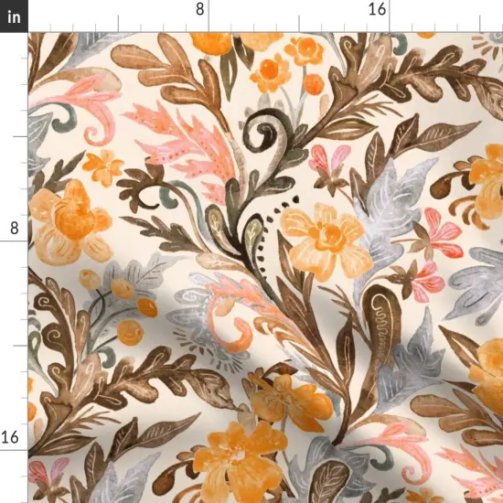 Various Fabrics by the Yard or Fat Quarter Warm Chintz Floral Bohemian Painted Soft Neutrals Blush Peach Pink Custom Printed Fabric by Spoonflower {2}